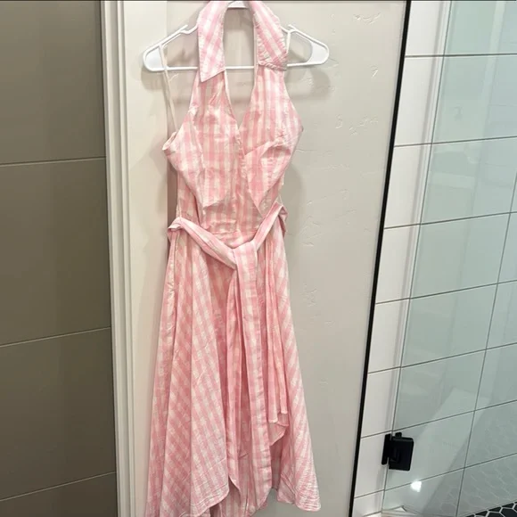 Boston Proper | Dresses | Boston Proper Size 6 Pink Gingham Halter Dress |  Poshmark